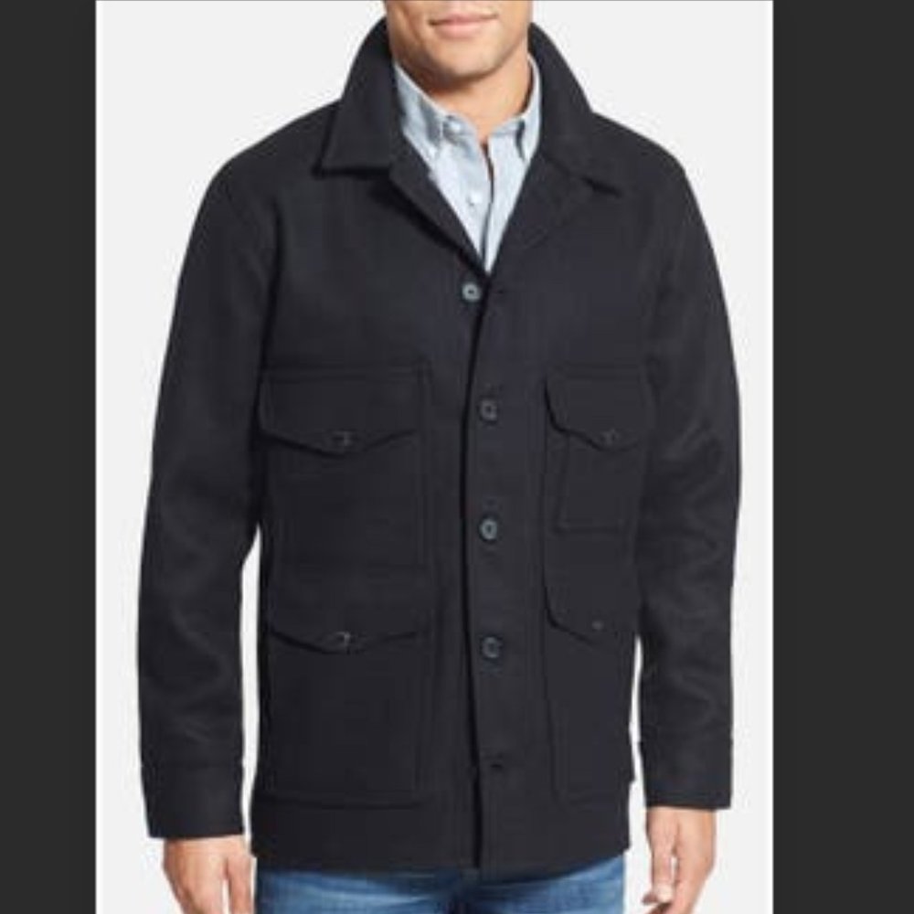 GUESS Wool Black Peacoat Mens XXL